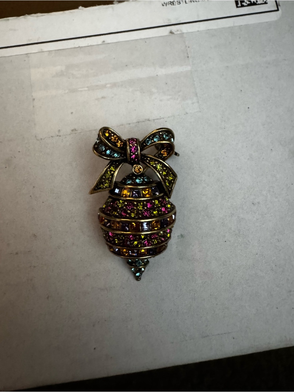 Heidi Daus Multicolor Crystal Holiday Ornament Brooch Pin